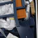 Blue Wooden Kids Study Desk and Chair Set, Childrens Desk with Light, 2 Drawers, 4 Storage Cabinets and Shelves, Boys & Girls Study Desk for Bedroom and Kidsroom