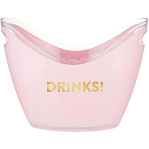Slant Party Supplies Ice Bucket - Double Handle Acrylic Champagne Beverage Cooler, 10.8" x 8", Pink/Gold - Drinks
