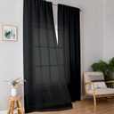 Simplebrand Black Sheer Curtains 96 Inches Long, Light Filtering Rod Pocket Solid Color Window Sheer Curtain Panels, Elegant Curtains & Drapes for Living Room, Bedroom 2 Panels (Black, 42" W x 96" L)
