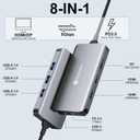 Reborn USB-C Docking Station Dual Monitor Adapter, Laptop Docking Station 3 Monitors Triple Display USBC Hub Dongle to 4K60Hz HDMI+DP,3 USB3.0,100W PD,USB C Data,8-in-1 Dock for Dell,HP,Lenovo,Surface