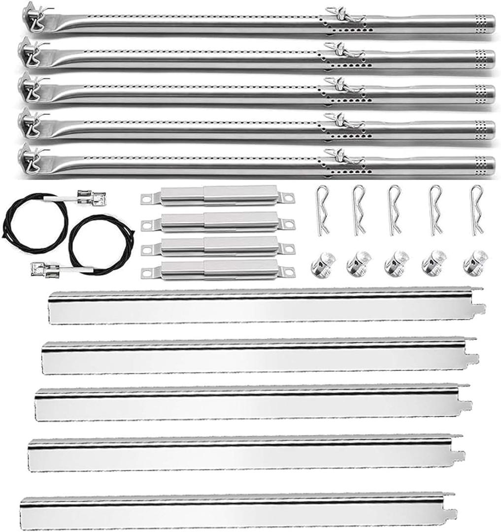 Grill Parts Replacement for Charbroil 5 Burner 463448021 463229521 463229021 463466522 463455021, G325-0002-W1 Heat Plate, G327-2100-W1 Stainless Steel Burner 463451022 463284022 Gas Grill, Igniter
