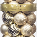 Sibosen Christmas Ball Ornaments, 34 Count Pre-Strung Xmas Balls, Shatterproof Barrel Packed Balls for Holiday Party Wreath Tabletop Tree Decorations, 3.15 Inch, Ivory