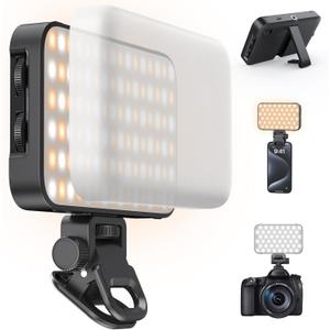 Selfie Light with Soft Diffuser & Built-in Stand  96 LED Rechargeable Clip Fill Zoom Light for Phone, iPhone, iPad, Camera, for Makeup, TikTok, Vlog, and FaceTime Calls