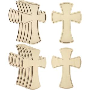 12 Pack 12 Inch Wooden Unfinished Cross Dome Shaped Blank Wood Layered Framed Cross for DIY Crafts
