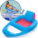SwimWays Spring Float Premium Recliner Pool Lounger, Inflatable Pool Floats Adult with Fast Inflation for Ages 15 & Up (Blue/Pink Recliner (New Version))
