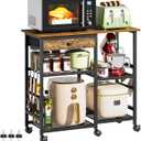 Microwave Stand, 6-Tier Microwave Cart with Wheels & Adjustable Shelf, Coffee Bar Table Station, Rolling Storage Cart Organizer Shelf for Living Room, Kitchen Island, Office, Rustic Brown