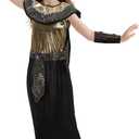 Egyptian Costume Kids Egypt Queen Kit Mummy Outfit Accessories Golden Snake Beaded Headpiece for Halloween Cosplay (Small3-4Y)