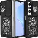 Funermei (2in1 for Samsung Galaxy Z Fold 4 Case Women Girls Butterfly Cute Phone Cover Pretty Girly Aesthetic Black Design Fashion Funda for Samsung Z Fold 4 Cases 7.6'' (2022)