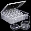 30Pcs Bead Organizer, Clear Plastic Cases for Pearl Bracelets and Small Accessories (2.17 x 2.17x0.79 inches)