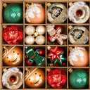 Gingerbread Christmas Ornaments, 42ct Red Green Brown Christmas Tree Decorations, Shatterproof Christmas Hanging Balls Ornament for Mini Tree Centerpiece Home Decor