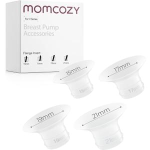 Momcozy Original V1 Pro/V2 Pro Breast Pump Replacement Accessories,Flange Insert 15/17/19/21mm Only for Momcozy V1 Pro/V2 Pro (Transparent, Pack of 4)