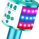 BONAOK Karaoke Microphone for Kids & Adults - Bluetooth Microphones Singing Mic with Disco Lights, Echo Effect, Built-in Speaker Portable Karaoke Player for Party Travel Gifts Q78(Ice Blue)