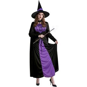 MCJC Wicked Witch Costume for Women, Gothic Sorceress Halloween Party Cosplay Dress with Hat,Sorceress Classic Dress XXL