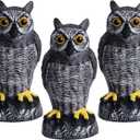 Galashield Owl Decoy | Plastic Owls to Scare Birds Away | Owl Statue for Garden & Outdoors - Pack of 3