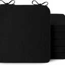 AddGrace Square Chair Cushions for Dining Chairs 6 Pack Non Slip Seat Cushions for Kitchen Chairs Indoor Thick Dining Room Chair Pads with Ties and Removable Cover 16'' x 16'' x 2'' Black