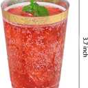 DaYammi 200 Pack Gold Plastic Cups 10 Oz Clear Cup Gold Rimmed Disposable Wine Glasses Fancy Disposable Party Cups Tumblers Drinking Cup Plastic Cocktail Glasses gold disposable cups for Party Wedding