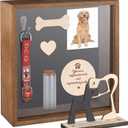 8.6x8.6 Inch Pet Memorial Shadow Box, Tabletop or Wall Display Case with Glass Window, Wooden Keepsake Picture Frame for Loss of Dog, Cat | Forever Remembrance Sympathy Gift, Brown