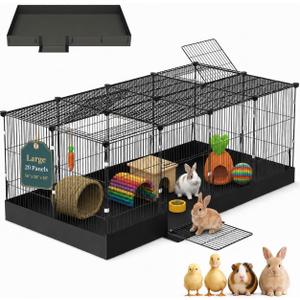 Guinea Pig Cages DIY Small Animal Playpen with Waterproof Liner, Expandable Cage for Guinea Pigs, Metal Wire Yard Fence Rabbit Cage