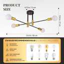 Modern Sputnik Chandelier Ceiling Light Fixtures, 4-Lights Mid Century Industrial Metal Semi Flush Mount for Dining Room, Bedroom, Living Room-Black and Gold