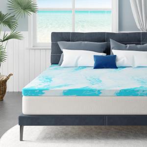 MLILY Twin Mattress Topper 3 Inch Memory Foam Bed with Gel Infusion, Cooling Pad in a Box, CertiPUR-US Certified, 38x75, Blue