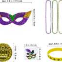 Winlyn 144 Pcs Mardi Gras Party Accessories Set Bulk Mardi Gras Bead Necklaces Masquerade Mardi Gras Coins Temporary Tattoos Rubber Bracelets for Mardi Gras Parade Masquerade Party Dcoration