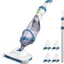 Pool Vacuum for Above Ground Pools, 2025 Upgraded 13.4" Wide Head & Telescopic Pole, 18.5 GPM Suction, 60 Min Runtime, Cordless Handheld Rechargeable Pool Cleaner for Inground Pools (Blue)