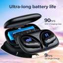 Active Noise Cancelling Wireless Earbuds Bluetooth Headphones 90 Hrs Playtime Ear Buds with Hi-Res Stereo Deep Bass Power Display Earphones with Earhooks Waterproof Transparency Headset Sports/Running