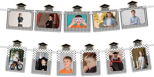 Fonder Mols Graduation Garland Photo Banner, 2025 Graduation Party Decoraitons, Class of 2025 Party Supplies, Pack of 2