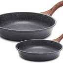 SENSARTE Nonstick Frying Pan Skillets, Swiss Granite Coating Omelette Pans, Healthy Cookware Chef's Pan, Free of Intentionally Added PFOA (8+12.5 Inch) (Gray)