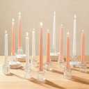 Turvono Clear Glass Taper Candle Holders Set of 12, Small Tapered Candlestick Holders in Bulk, Modern Short Candle Sticks for Dining Table Centerpiece Wedding Christmas Party & Holiday Decorations