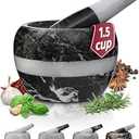 Gusto Nostro Natural Marble Mortar and Pestle Set Small| 4 Inch - 1.5 Cup | Mini Mortar Pestle Set for Grinding Herbs, Nuts, Grains | Pesto Grinding and Guacamole Stone Bowl | Marble Spice Crusher