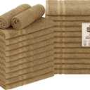 Utopia Towels Cotton Bleach Proof Salon Towel 16 by 27 inches, Bleach Safe 100% Cotton Hand Towel for Gym, 24 Pack, Camel