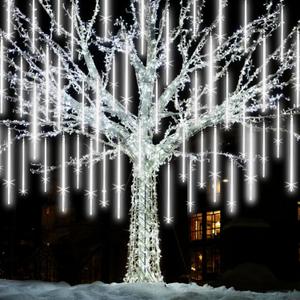 Christmas Lights Outdoor, 16 Inch 20 Tubes 960 LED Meteor Shower Rain Light, Waterproof Plug in Falling Icicle String Lighting for Xmas Tree Yard House Decor, Shine White (16 IN 20 Tube 960 LED, Shine White)
