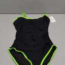Eomenie Women's One Piece Swimsuit Tummy Control Slimming Bathing Suit Color Block Spaghetti Strap 1 Piece Swim Suit Swimwear, Black and Green, Small