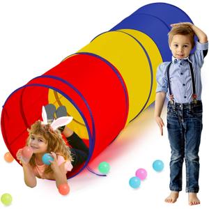 Seenelling 27.6 Inch Extra Large Kids Play Tunnel for Toddlers Colorful Pop Up Crawl Tunnel Toy for Baby Kids Children Pet Foldable Easy Storage Gift for Boys Girls Crawl Outdoor Indoor Toy (1 Pc)