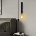 Plug-in Vintage Black Floating Pendant lamp with dimmer Switch. 19.68 feet Power Cord, Suitable for Kitchen Islands, Dining Rooms, corridors, bedrooms and Living Rooms.