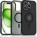 Gatita for iPhone 15 Pro Magsafe, Sturdy Matte Frosted Translucent Minimalist Phone Case with Slick Substantial Protective Plastic Cover for iPhone 15 Pro- Black Translucent