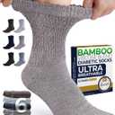 Pembrook Diabetic Socks for Women - 6 Pairs Cable Knit Viscose Bamboo Socks Woman, Non-Binding Top, Moisture-Wicking (Medium, Steel Gray/Light Brown/Brown/Dark Gray/Gray/Navy - 6 Pairs)