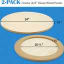 Falling in Art Unfinished Round Birch Wood Panels Kit for Painting, Wooden Canvas 2 Pack of 24 Studio 3/4" Deep, Cradle Boards for Pouring, Art, Crafts, Burning and More