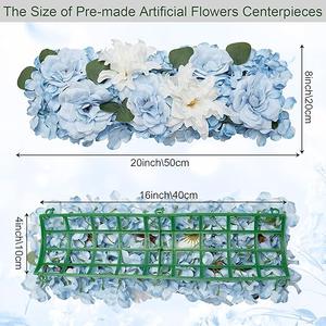 Pack of 6 Wedding Arch Decorations, 19.7 inch Artificial Flower Table Centerpieces Floral Arrangement for Wall Backdrop Party Bridal Shower Event Decor - Blue