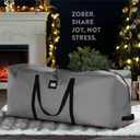 ZOBER 600D Oxford Fabric Large Christmas Tree Storage Bag - Fits 9 Ft Artificial Trees - Tear Proof Waterproof Christmas Tree Bag For Storage Box For Xmas - Strong, Durable Handles - Card Slot - Gray