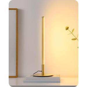 EDISHINE LED Table Lamp, Dimmable Bedside Lamp with 3 Colour Temperature, Touch Controller, Minimalist Lamp for Bedroom, Living Room, Corner Lighting, Gift, Reading, Metal Finish, Gold, 6W