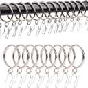 Curtain Rings with Hooks Rustproof Metal Drapery Rings with Eyelets and Pinch Pleat Curtain Hooks for Window Door Shower Curtain 1.25 Inch Inner Diameter 24 Pack Silver TXZWJZ