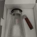 Borosilicate Glass Pitcher With Lid,1.8 Liter All-Purpose Heat-Resistant Carafe with Handle, for Iced Tea, Coffee, Juice, Milk, Fruit Infusions (Hot & Cold)​ (Hammered exture, 60 oz)