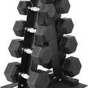 Fitvids Rubber Coated Hex Dumbbell Set with Storage Rack, 100/150/200/550 LB Hand Weight Set with Anti-Slip Grip for Home Gym