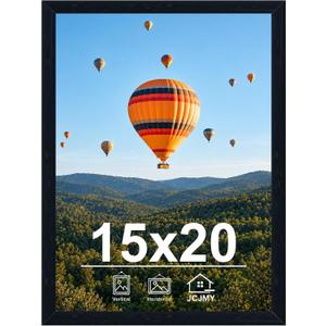 JCJMY 15x20 Picture Frame - Black, Horizontal & Vertical Formats for Wall Hanging, 15 x 20 Gallery Frame for Photos & Posters