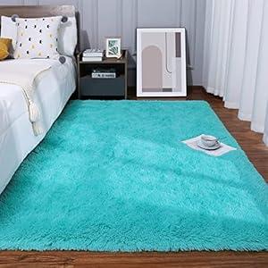 Kelarea Super Soft Shaggy Rug Fluffy Bedroom Carpets, 3x5 Feet Teal Blue, Modern Indoor Fuzzy Plush Area Rugs for Living Room Dorm Home Decorative Kids Girls Children's Floor Rugs