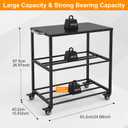 Demao 3-Tier Metal 3D Filaments Organizer Shelf Black,3D Printer Filament Storage Rack with Wheels,Holds up 40×1kg Spools&Small 3D Printer-Suitable for Offices, Home & Studios