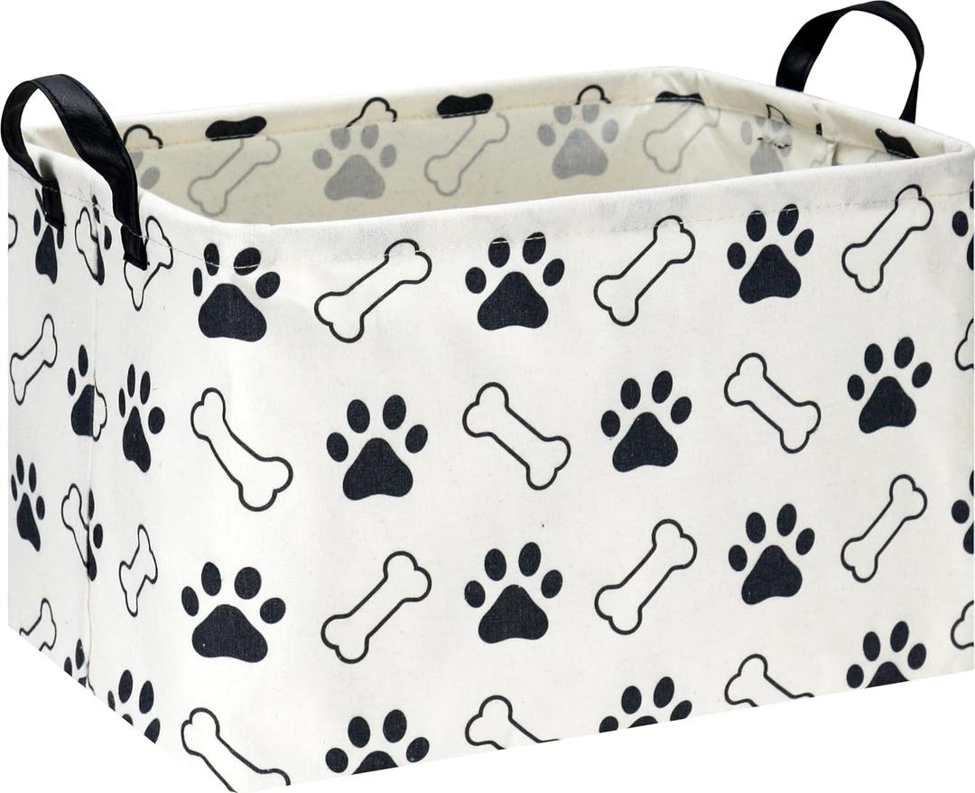NTAOHAMPER Waterproof PE Coating Puppy Storage Bin with Handles,Doggy Collapsible Gift Basket,Kids Toys/Books Box,Room Decor, Paw (14.9"L x 10.2"W x 9.8"H)