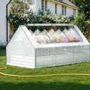 Lineware Raised Garden Bed with Self-Watering System, 8x4x1 ft Elevated Planter Boxes Outdoor with PE Cover, Galvanized Raised Beds for Gardening,Vegetables,Flowers, Backyard, Patio